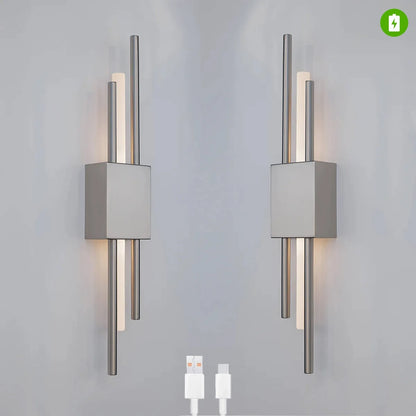 Ambio Battery Wall Sconce Silver • 2 Pack